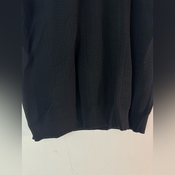 Magaschoni Man Quarter Zip Black Medium Short Sleeve Sweater Polo Top Shirt NWT - Picture 4 of 15